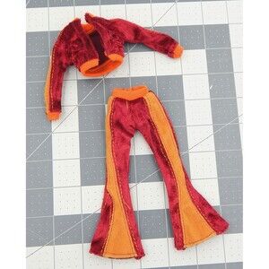 Barbie Doll My Scene Jogging Suit Faux Velour Velvet Jacket Pants Outfit Red